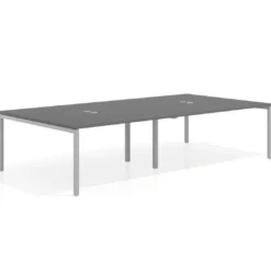 Mesa para coworking Kube doble, encimera continua fondo 166 cm, estructura aluminio