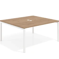 Mesa para reunión o trabajo, encimera continua fondo 142 cm estructura blanco
