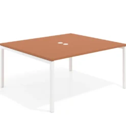 Mesa para reunión o trabajo, encimera continua fondo 142 cm estructura blanco