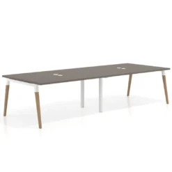 Mesa para reuniones Arki doble con fondo 126 cm, coworking, sobre recto