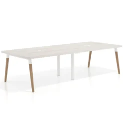 Mesa para reuniones Arki doble con fondo 126 cm, coworking, sobre curvo