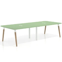 Mesa para reuniones Arki doble con fondo 126 cm, coworking, sobre curvo