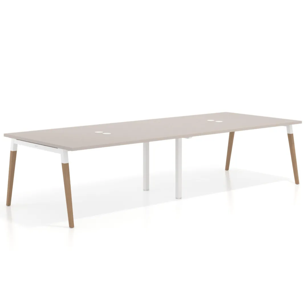 Mesa para reuniones Arki doble con fondo 126 cm, coworking, sobre recto
