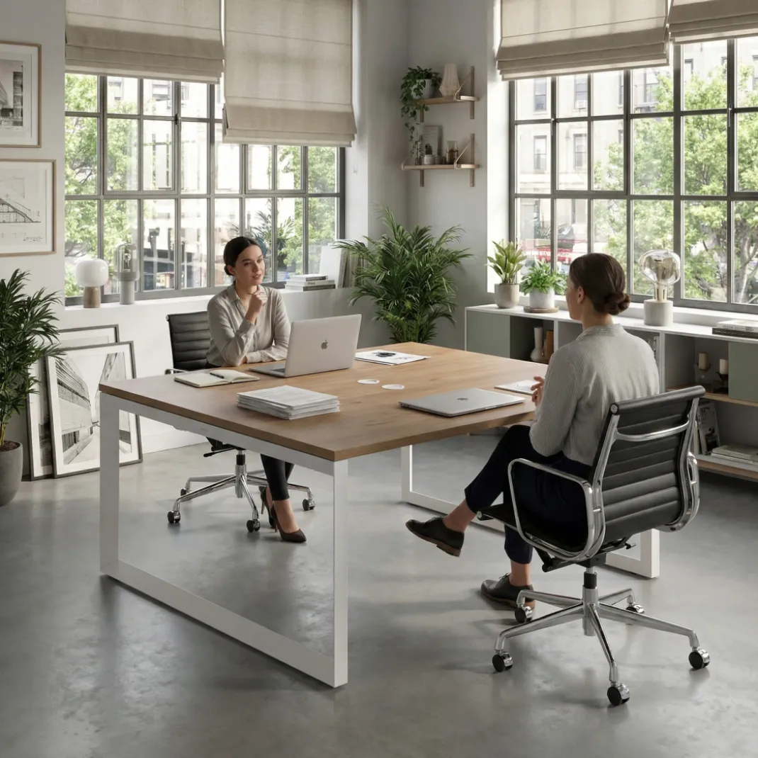 Mesa para reuniones rectangular fondo 142 cm, estructura blanca