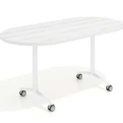 Mesa plegable pivot ovalada estructura blanco, canto 30cm