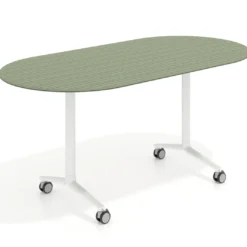 Mesa plegable pivot ovalada estructura blanco, canto 16cm