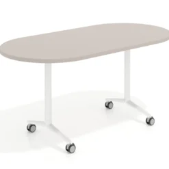 Mesa plegable pivot ovalada estructura blanco, canto 30cm