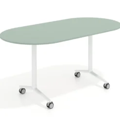 Mesa plegable pivot ovalada estructura blanco, canto 16cm
