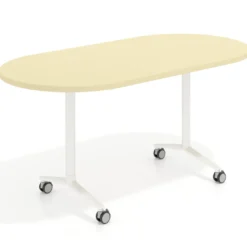 Mesa plegable pivot ovalada estructura blanco, canto 30cm