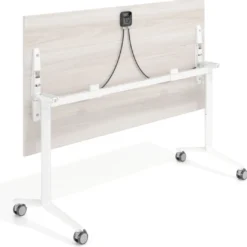 Mesa plegable pivot rectangular, estructura blanca, canto 16cm