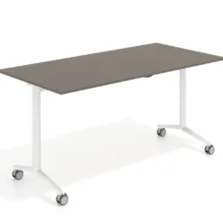 Mesa plegable pivot rectangular, estructura blanca, canto 16cm