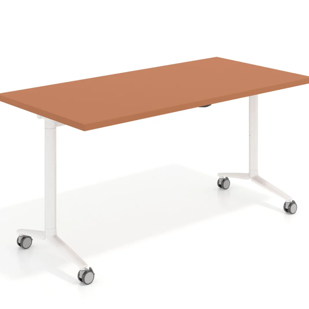 Mesa plegable pivot rectangular, estructura blanca, canto 30cm