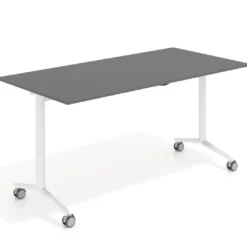 Mesa plegable pivot rectangular, estructura blanca, canto 16cm