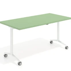 Mesa plegable pivot rectangular, estructura blanca, canto 30cm