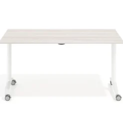 Mesa plegable pivot rectangular, estructura blanca, canto 16cm
