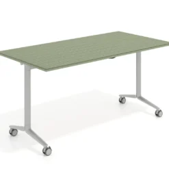 Mesa plegable pivot rectangular, estructura aluminio, canto 30cm