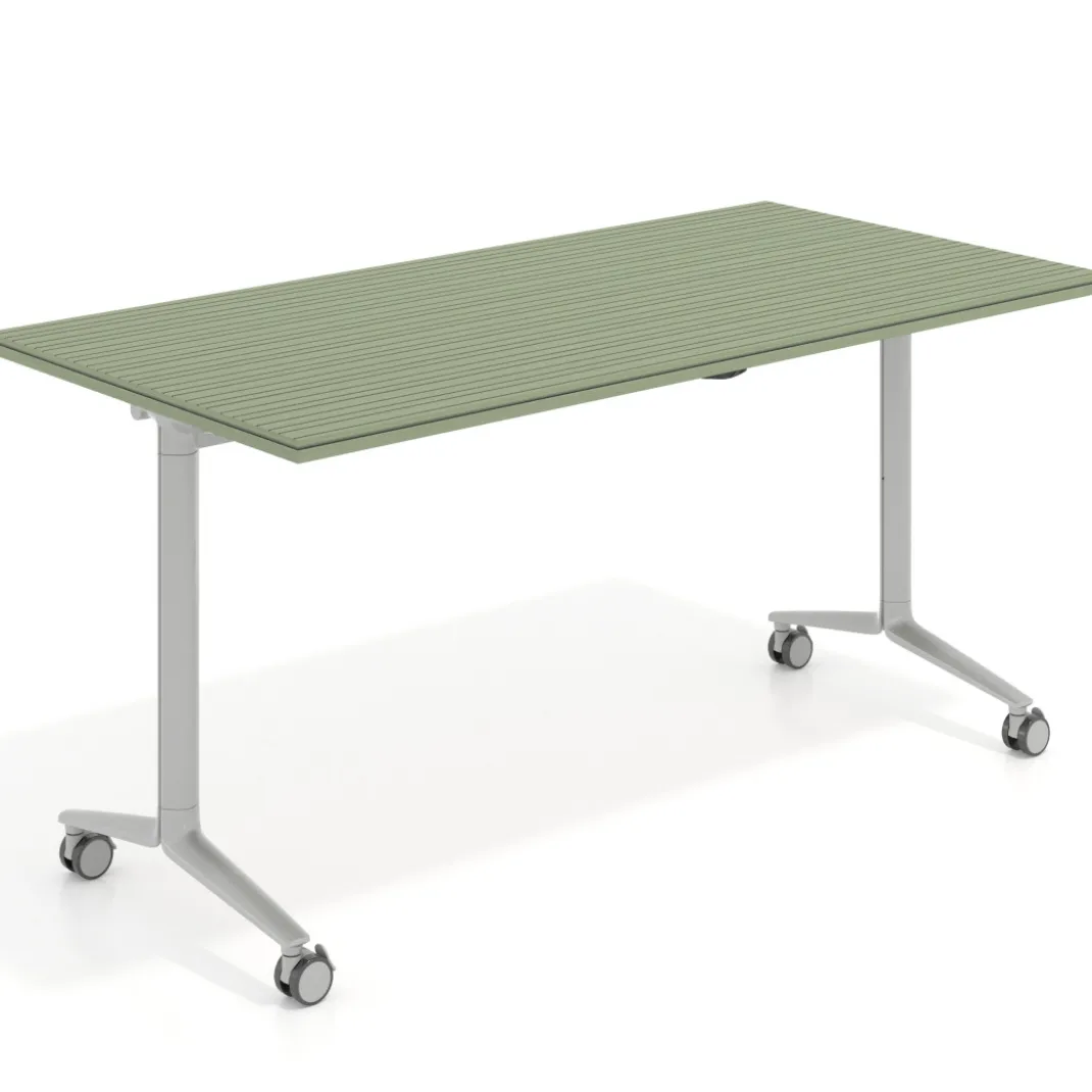 Mesa plegable pivot rectangular, estructura aluminio, canto 30cm
