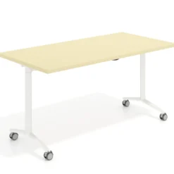 Mesa plegable pivot rectangular, estructura blanca, canto 30cm