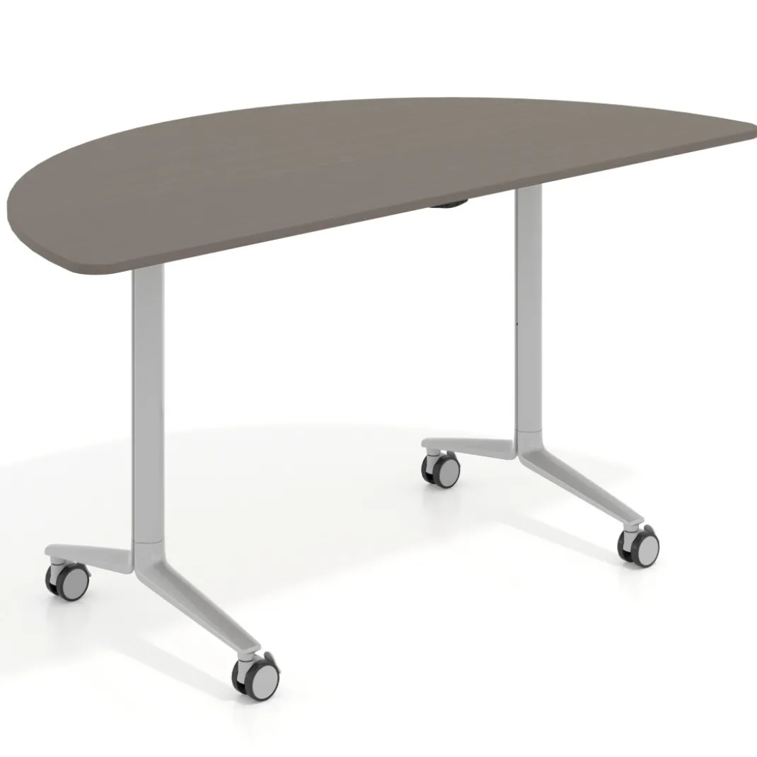 Mesa plegable pivot semicírculo estructura aluminio, canto 16cm