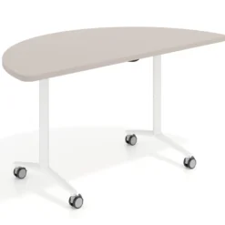 Mesa plegable pivot semicírculo estructura blanco, canto 30cm
