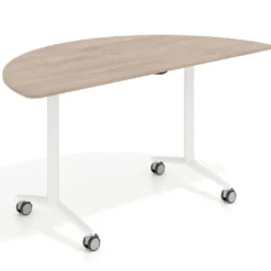 Mesa plegable pivot semicírculo estructura blanco, canto 16cm