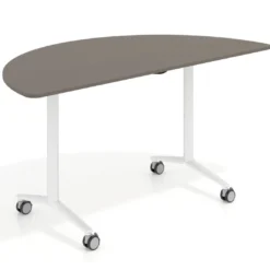 Mesa plegable pivot semicírculo estructura blanco, canto 16cm