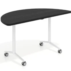 Mesa plegable pivot semicírculo estructura blanco, canto 30cm