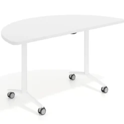 Mesa plegable pivot semicírculo estructura blanco, canto 30cm