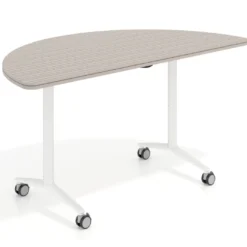 Mesa plegable pivot semicírculo estructura blanco, canto 30cm