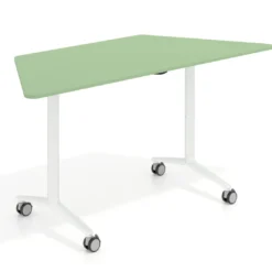 Mesa plegable pivot trapezoidal, estructura blanco, canto 16cm