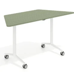Mesa plegable pivot trapezoidal, estructura blanco, canto 16cm