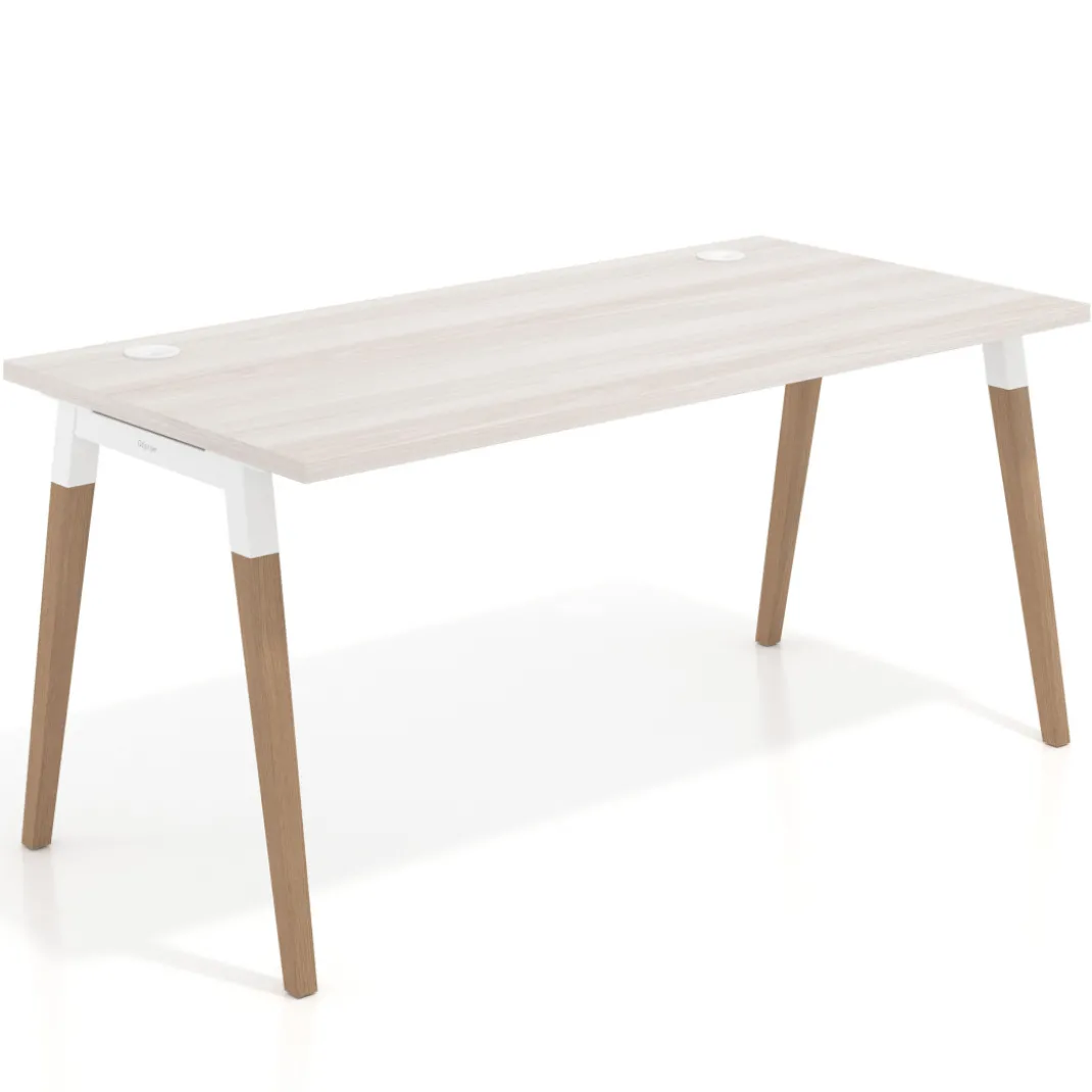 Mesa de despacho Arki, patas de madera maciza, fondo 80cm