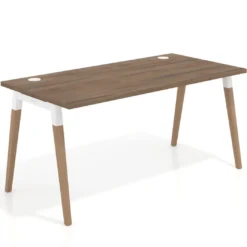 Mesa de despacho Arki, patas de madera maciza, fondo 80cm