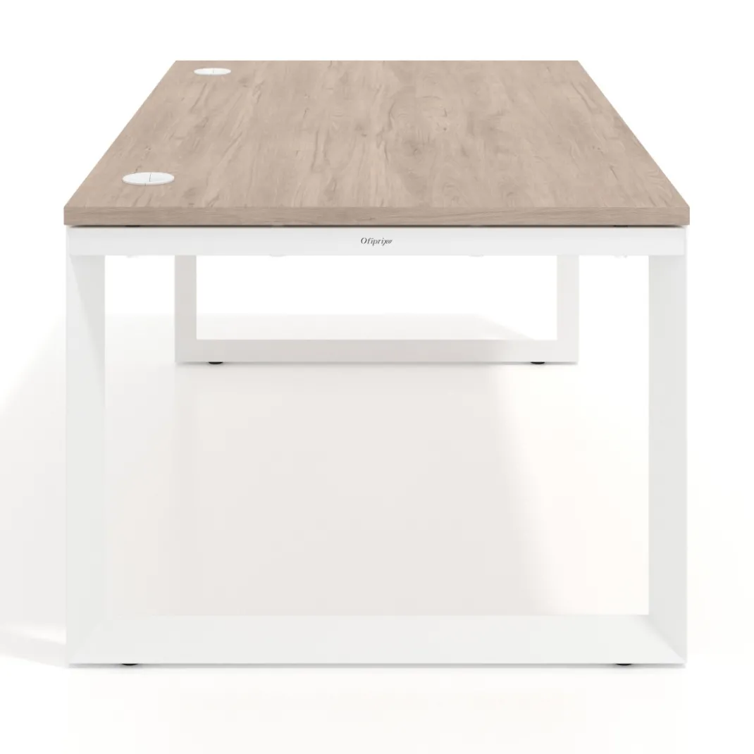 Mesa de despacho ejecutiva Delta fondo 100cm, estructura blanca