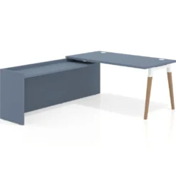 Mesa de despacho en L Arki fondo 80cm con ala WorkPlus estructura blanco