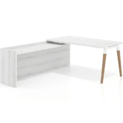 Mesa de despacho en L Arki fondo 80cm con ala WorkPlus estructura blanco