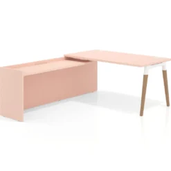 Mesa de despacho en L Arki fondo 80cm con ala WorkPlus estructura blanco