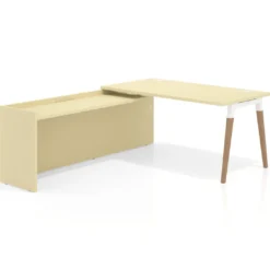 Mesa de despacho en L Arki fondo 80cm con ala WorkPlus estructura blanco