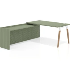 Mesa de despacho en L Arki fondo 80cm con ala WorkPlus estructura blanco