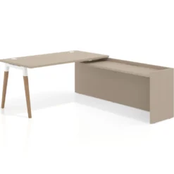 Mesa de despacho en L Arki fondo 80cm con ala WorkPlus estructura blanco