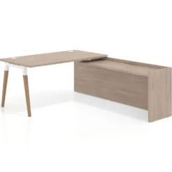 Mesa de despacho en L Arki fondo 80cm con ala WorkPlus estructura blanco