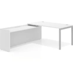 Mesa de despacho en L Kube fondo 80cm con ala WorkPlus estructura aluminio