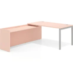 Mesa de despacho en L Kube fondo 80cm con ala WorkPlus estructura aluminio