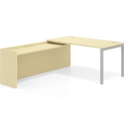 Mesa de despacho en L Kube fondo 80cm con ala WorkPlus estructura aluminio