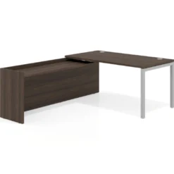 Mesa de despacho en L Kube fondo 80cm con ala WorkPlus estructura aluminio