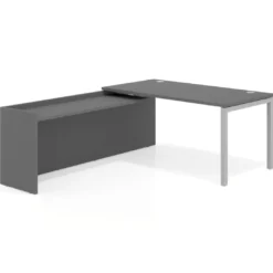 Mesa de despacho en L Kube fondo 80cm con ala WorkPlus estructura aluminio