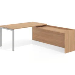 Mesa de despacho en L Kube fondo 80cm con ala WorkPlus estructura aluminio