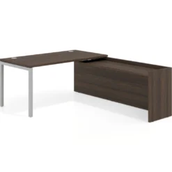 Mesa de despacho en L Kube fondo 80cm con ala WorkPlus estructura aluminio