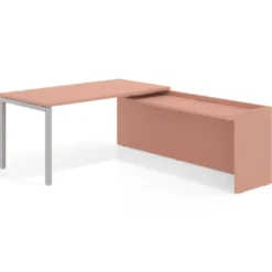 Mesa de despacho en L Kube fondo 80cm con ala WorkPlus estructura aluminio