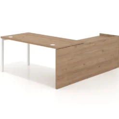 Mesa de despacho en L Kube fondo 80cm con ala WorkPlus estructura blanco